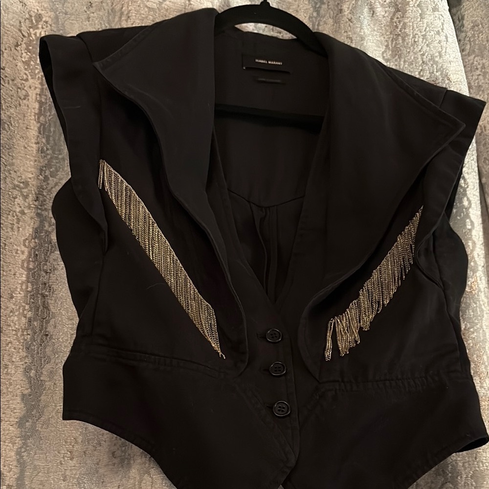 Isabel Marant Black Vest with Fringe Detail - Picture 13 of 15